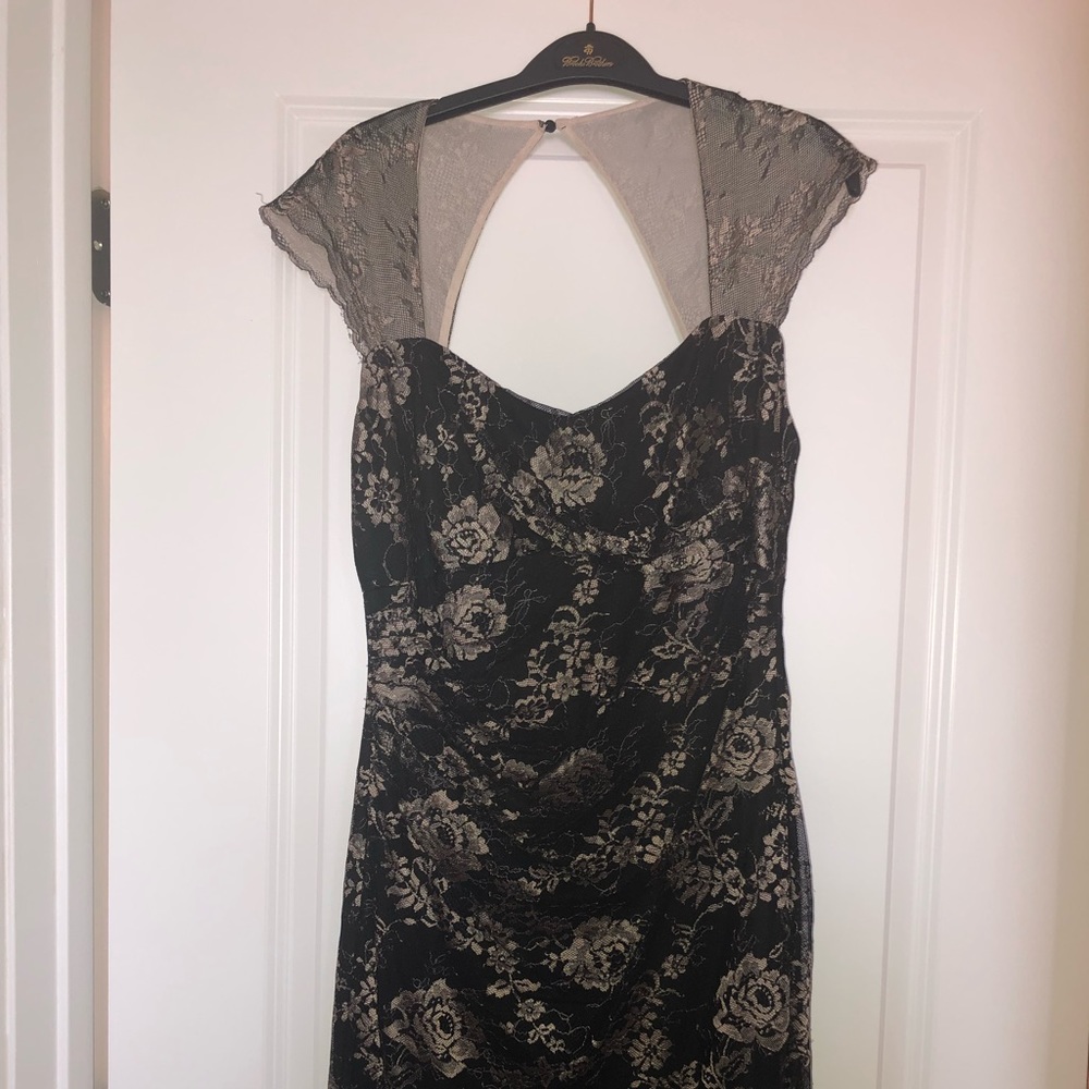 Ralph Lauren Black and Champagne Lace Dress
